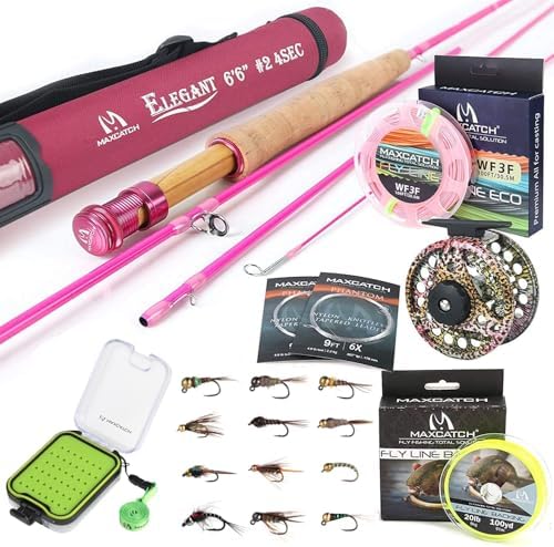 Maxcatch Women's Elegant Pink Fly Fishing Rod: 2/5-weight with Rod Tube by Maxcatch