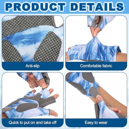 4 Pairs Fingerless Gloves Fishing Gloves, UPF 50+ Breathable, Quick-Drying Sun Protection for Men & Women Anti-Slip for Fishing, Cycling - Image 3