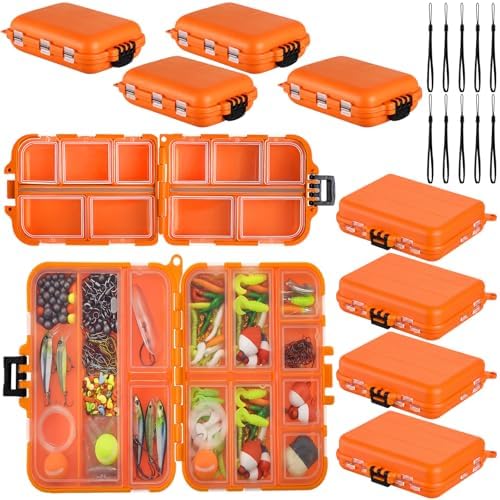 10 Pack Small Tackle Box Organizer for Fishing, Mini Double Sided Portable Pocket Tackle Box Containers for Hooks Lure Baits Swivels Jigs Storage Kayak Boxes (Orange) by Unknown