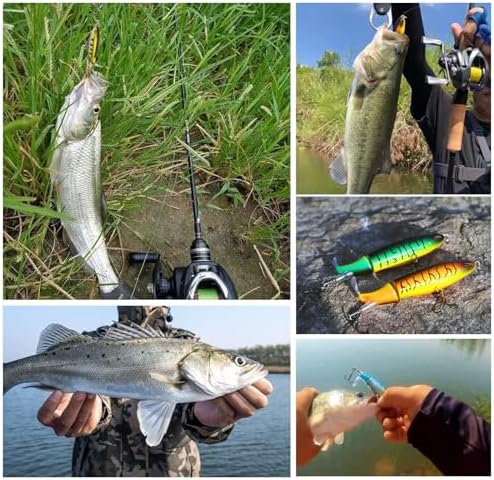 Whopper Fishing Lure for Bass Popper Top Water Fishing Lures with Floating Rotating Tail Barb Treble Hooks in Saltwater Freshwater Plopping Lures Kit - Image 5