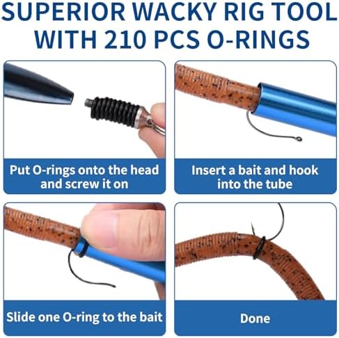 TRUSCEND Gradient Fishing Wacky Rig Tool with Silicone O Rings 210Pcs for 3"-4" and 5"-7" Fishing Worm Lures, Ultra-Smooth Downriggers Tube for Easy Installation and Great Protection of Stick Bait - Image 2