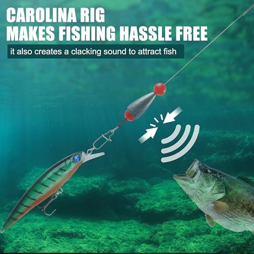Carolina Rigs for Bass Fishing, Pre Rigged Carolina Catfish Rigs Kit Ready Tied Steel Fishing Leaders with Bullet Fishing Weights Beads for Saltwater Freshwater 3/8oz 1/2oz 3/4oz - Image 4