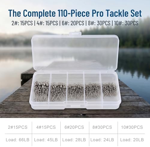 MOBOREST Fishing Swivels Snap Swivels Barrel Swivels with Snaps - Image 2