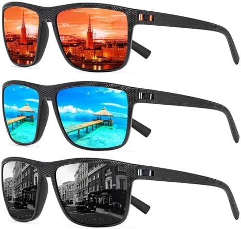 Square Polarized Sunglasses for Men and Women Lightweight Frame Sun Glasses with UV Protection by TURBOPEP