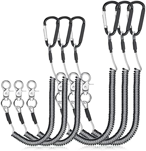 Woanger Coiled Lanyard for Tools Steel Wire Retractable,Black by Woanger