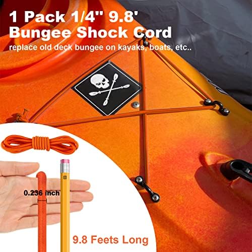 Kayak Deck Rigging Kit, Orange, 1/4" 9.8' Bungee Cord, - Image 2