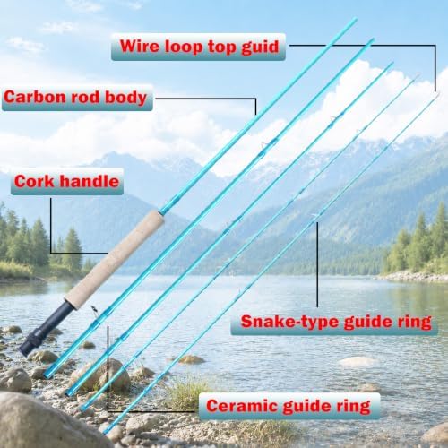 Fly Fishing Rod Combo, 4 Piece Portable 5/6WT Fly Rod with Extra Spare Tip, Pre-Loaded Fly Reel and Fly Line with Flies, Complete Starter Kit for Trout, Bass and Freshwater Fishing - Image 6
