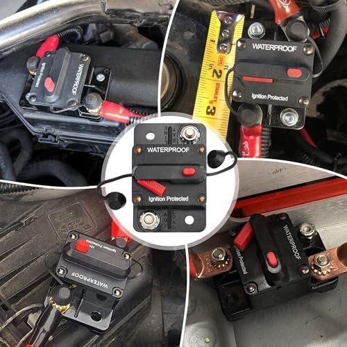RED WOLF 50A Amp Circuit Breaker for Boat Trolling Motor Marine ATV Vehicles Stereo Audio Battery Solar System Inline Fuse with Manual Reset Switcher DC 12V-48V - Image 5