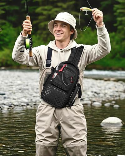 MATEIN Fishing Sling Bag with Phone Pouch, 3600 Tackle Box Backpack - Image 4