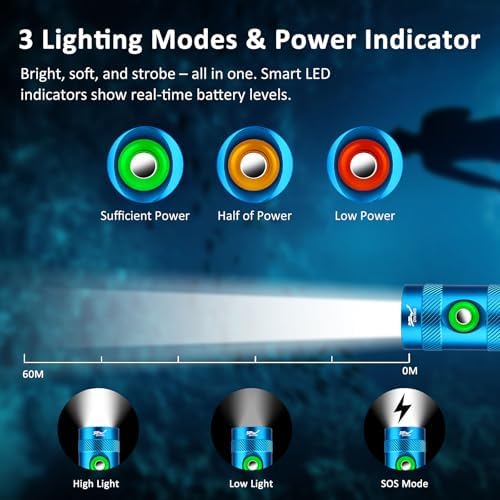 WINDFIRE DM06 Scuba Dive Light Bright Rechargeable Diving Flashlight 3-Mods - Image 2