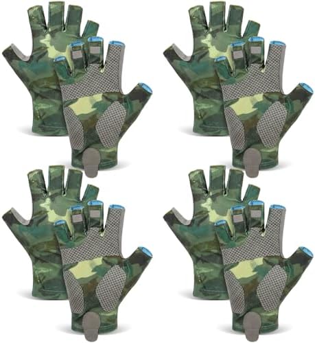 4 Pairs Fingerless Gloves Fishing Gloves, UPF 50+ Breathable, Quick-Drying Sun Protection for Men & Women Anti-Slip for Fishing, Cycling by Funnysoft