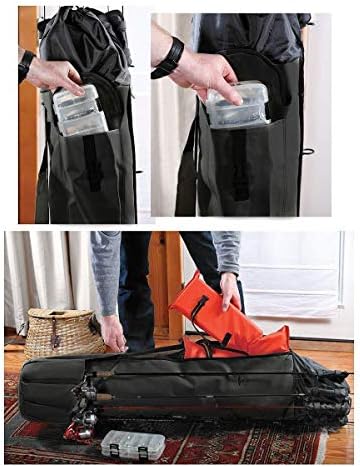 Allnice Durable Canvas Fishing Rod & Reel Organizer Bag Travel Carry Case Bag- Holds 5 Poles & Tackle - Image 3