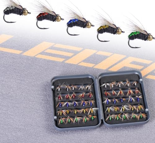 Pack of 50 Fly Fishing Nymph Flies Assortment Wet Fly for Trout with Fly Box - Image 4