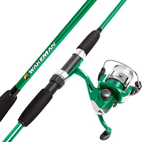 Wakeman Fiberglass Fishing Rod and Reel Combo – 2-Piece 65-Inch Medium Action Spinning Rod Set for Lake Fishing by Wakeman