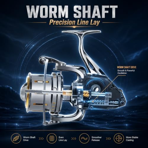 Heavy Duty Spinning Reel Metal Body with CNC Machined Spool 55LB Max Drag 6/8+1 Bearings Ultra Smooth 4.6/4.8:1 High Speed Gear Ratio Saltwater Freshwater Fishing Reel for 8000 to 14000 Series - Image 6
