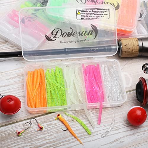 Dovesun Crappie Lures Kit Fishing Soft Plastic Lures Crappie Walleye Trout Bass Fishing Baits Fishing Grub Worms Minnow Paddle-Tail Split-Tail Grub Swimbaits 50-100Pcs with Tackle Box - Image 6