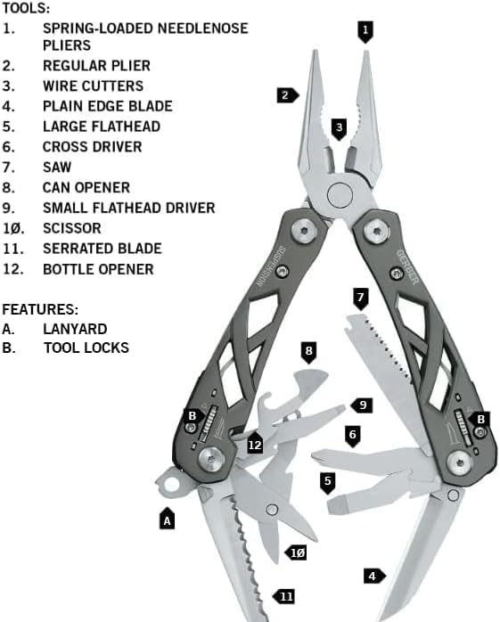 Gerber Suspension NXT 15-in-1 EDC Multitool, Pliers w/ Pocket Knife, Grey - Image 2