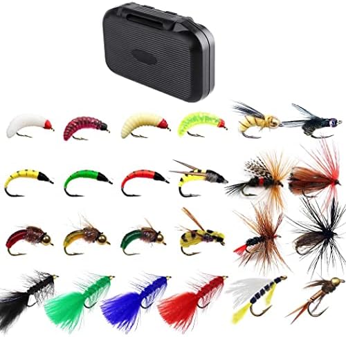 Fly Fishing Flies Kit 40/137pcs Dry/Wet Flies Assortment Nyphms Popper Streamer for Trout Bass Steelhead Fish+ Fly Box by Qievcrme