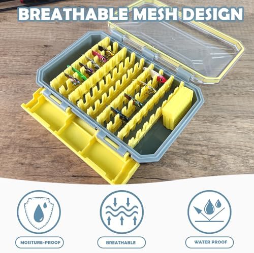 Aventik Bladed Jig Box Bearded Lures & Tackle Accessories Multiple Lure Organizer Case 8” x 6” x 1.6”(2, Lure Box Yellow) - Image 5