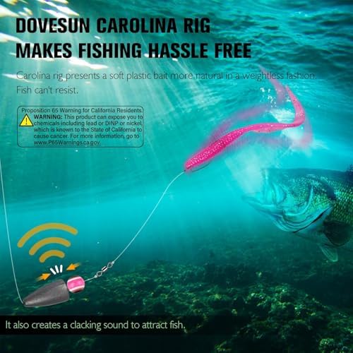 Dovesun 10/5PCS Ready Tied Carolina Rig Kit for Bass Fishing Catfish Rig Catfish Hook Kit with Bass Hooks, Swivel, Fluorocarbon Line, Weights - Image 4