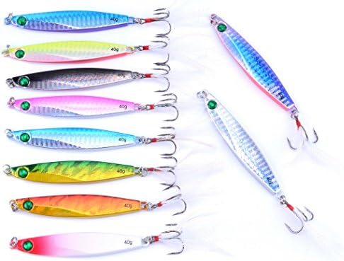 Aorace 10pcs Hard Metal Jigs Diving Sea Fishing Lures Minnow Popper Baits Tackle Crankbait Saltwater Freshwater Lures with Feather - Image 2
