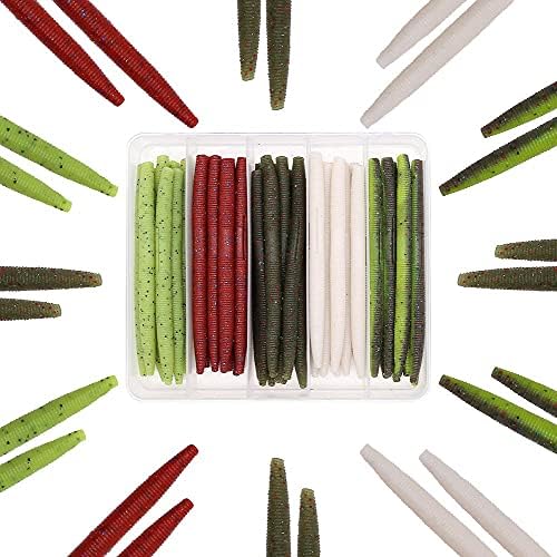 Wacky-Worms-Bass-Fishing-Lure-Kit-Wacky-Rig-Worms-Soft-Plastic-Stick-Baits3 4" 5" 6 inch by XFISHMAN