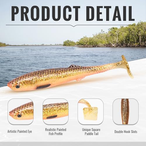 TRUSCEND Shadtale Easy Catch Soft Fishing Lures, Unique Vibration and Action for Various Rigs, Paddle Tail Swimbaits Trailer for Bass, Trout, Crappie, Walleye, Redfish, Saltwater & Freshwater Fishing - Image 5
