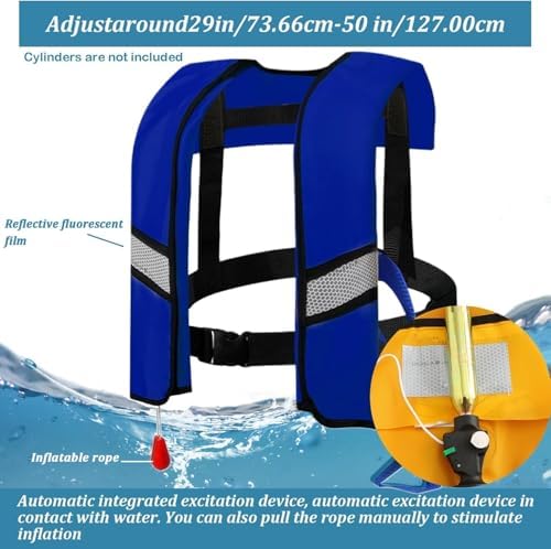 150N Automatic Inflatable Life Jacket – Adjustable Nylon Swim Vest with CO2 Inflation, Reflective Strips & Safety Buckle - Image 6