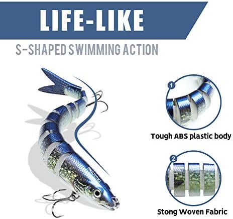 TRUSCEND Swimmax Easy Catch Fishing Lures with BKK Hooks, Wiggling, Vibrating, Rattling and Gurgling for More Bites, Heavy-Duty Dyneema Fiber Jointed Swimbaits for Bass, Trout, Crappie, Walleye, Pike - Image 4