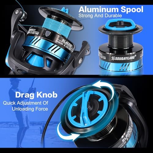 Sougayilang Surf Fishing Rod and Reel Combo, 4 Piece MH/H Saltwater Fishing Combo with 5000 Size Spinning Reel(12'/15') - Image 3