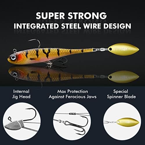 TRUSCEND Shadtale Easy Catch Soft Fishing Lures with BKK Hooks - Trembly Sinking and Vibrating Swim for More Bites, Pre-Rigged Swimbaits for Bass, Trout, Crappie, Walleye, Freshwater Saltwater Fishing - Image 5
