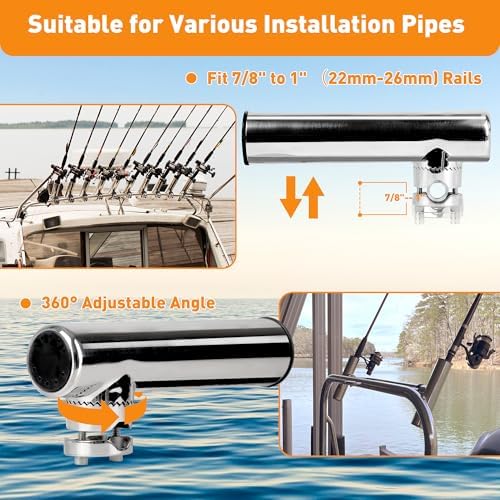 2 Pack Fishing Rod Holders for Boat Rail Mount, Stainless Steel Clamp on Rod Holder for Marine Boat, Fishing Boat, Pontoon, Jon Boat - Image 3