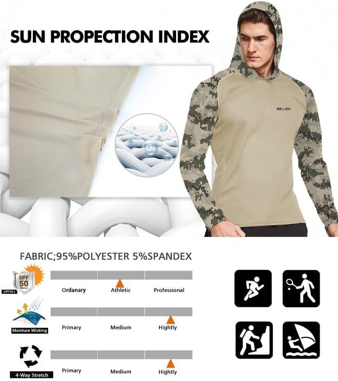 Men's UPF 50+ Sun Protection Hoodie, Long Sleeve Fishing Shirt - Image 6