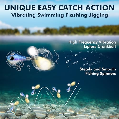 TRUSCEND Swim or Jig Fishing Spinner Baits for Freshwater and Saltwater, Rooster Tail Fishing Lures for Trout Bass Walleye Crappie Salmon Pike, Blade Bait with Copper Blade - Image 3