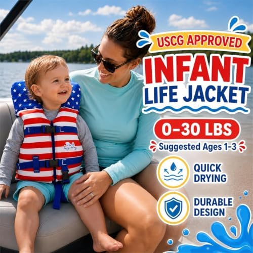 Dark Lightning USCG Approved Infant Life Jacket 0-30 lbs, Toddler Swim Vest and Baby Life Vest for 1-3 Years, 20-30 lbs, Headrest, Leg Strap and Grab Handle - Image 4