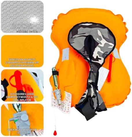 Manual Inflatable Life Jacket,Preserver PFD for Adults,Life Vest for Adults,Supports Weight up to 330 pounds - Image 2