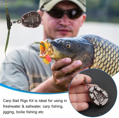 Carp Fishing Hair Rigs Fishing Accessories Set Carp Sinker Weights Bait Rig Set Up Swivels Hooks Corn Bait Leader Rigs for Bass Catfish Fish Tackle Rigs - Image 6