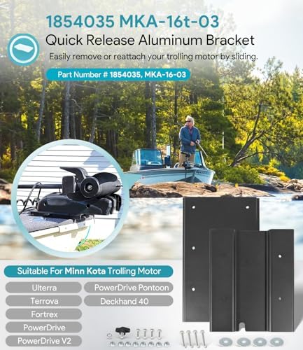 Replacement for Minn Kota 1854035 MKA-16-03 Trolling Motor Quick Release Bracket Compatible with Ulterra, Terrova, PowerDrive, PowerDrive V2, PowerDrive Pontoon and Deckhand 40, Black Aluminum - Image 2