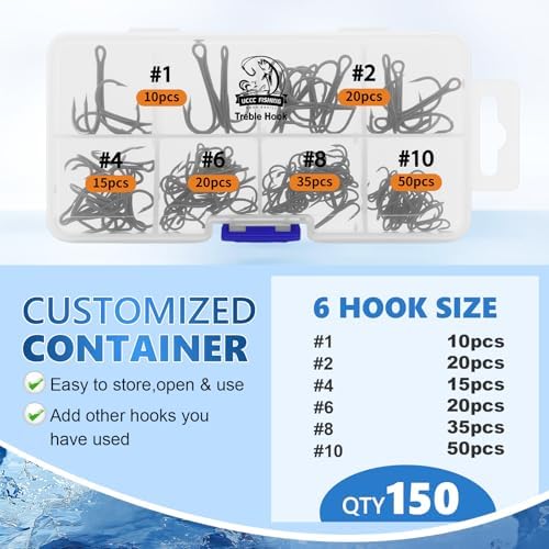 UCEC Fishing Hooks Treble Hooks for Trout Saltwater Freshwater Fish Hook - Image 4