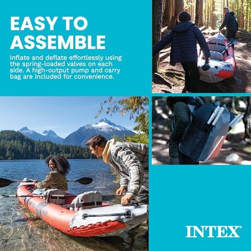 INTEX Excursion Pro K2 Inflatable Kayak 2-Person Set with Paddles & Pump - Image 6