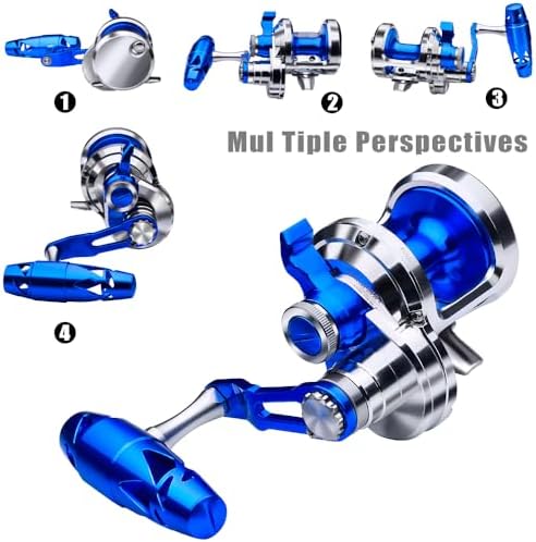 Fishing Jigging Reel Conventional Reels - Lever Drag Saltwater Heavy Duty Deep Ocean Big Game Offshore Round Aluminum Trolling Reel - Saltwater Jigging Fishing Reels - Image 3
