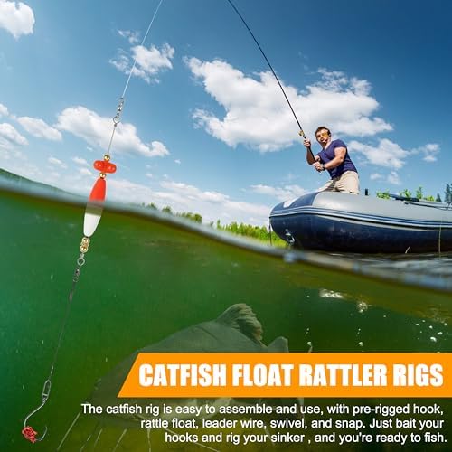 Catfish Rigs Catfish Float Rigs, Catfishing Tackle with Rattles Beads Peg Floats Santee Cooper Rigs for Bank Fishing 6/0 8/0 Circle Hooks - Image 7