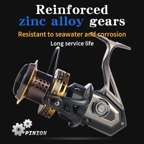 HAUT TON Spinning Reel, 6+1BB Metal Surf Fishing Reels, 55lbs Max Drag - Image 4
