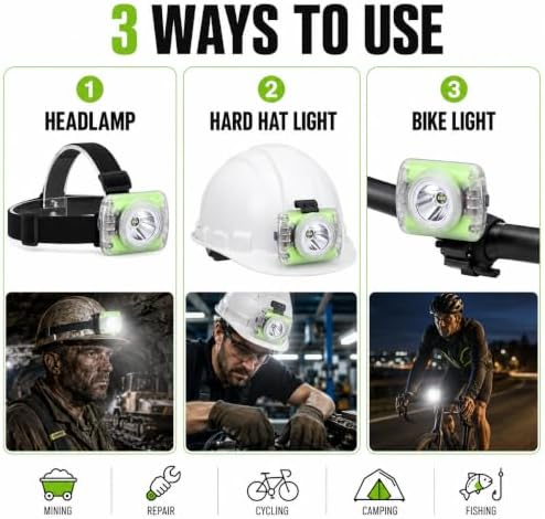 Mode Lamp-40A Rechargeable Hard Hat Miner Light, IP68 Waterproof LED Mining Headlamp, High Brightness Cap Lamp for Underground Mining, Riding, Construction & Outdoor Activities - Image 2