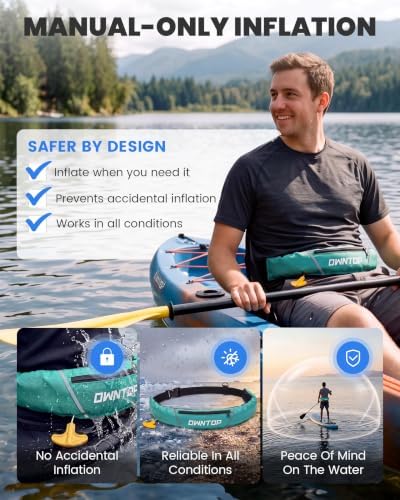 Owntop Manual Inflatable Belt Pack, Adults Swim Jacket with Blowpipe & Whistle, 24g CO2 Cylinder Included, Low Profile for Kayaking, Fishing, Paddle Sports - Image 5
