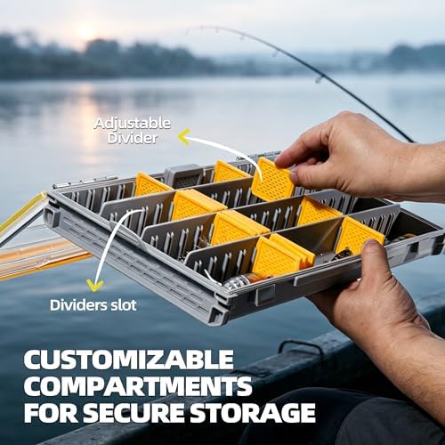 RUNCL 3700 Standard Fishing Tackle Box, Waterproof Floating Lure Storage Box with Adjustable Dividers, Clear Rust-Proof Utility Tray for Terminal Tackle, Hooks and Sinkers - Image 6