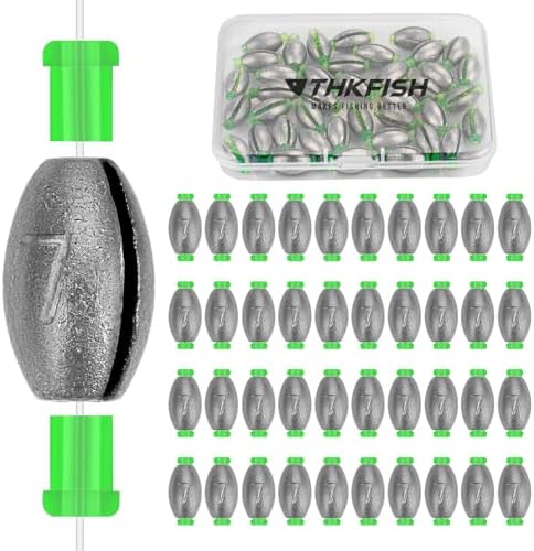 THKFISH Egg Fishing Sinkers Weights, Removable Rubber Core Fishing Weights Twist-Lock Sinker,Bass Weights Sinker Tackle Saltwater Casting Fishing Sinkers Set Oval Freshwater,1/8-1OZ by THKFISH