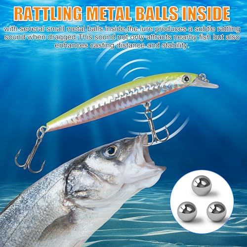 Fishing Lures Kit Crankbait Minnow Hard Bait Set Deep Diving Jerkbait Swimbait Popper Pencil Walleye Lures Artificial Fishing Bait for Bass Trout Redfish Saltwater Freshwater Fishing Lure - Image 4