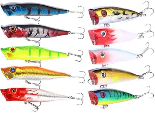 Popper Fishing Lures Topwater Hard Baits Swimbait with Treble Hook by FANGBLUE