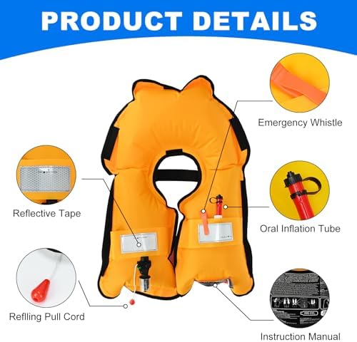 2-Pack Adult Automatic Inflatable PFD Jacket, Adjustable and Lightweight Water Sports Vest for Kayak SUP Paddleboarding Boating Sailing Fishing (Buoyancy is Greater Than 150 N) - Image 2
